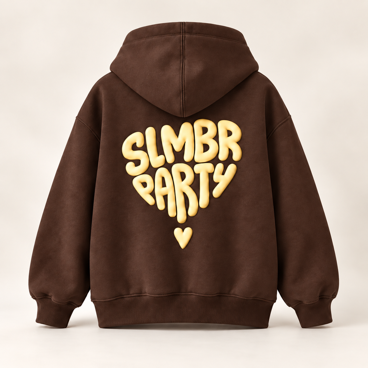 Chocolate Brown Pillow Heart Hoodie — back view