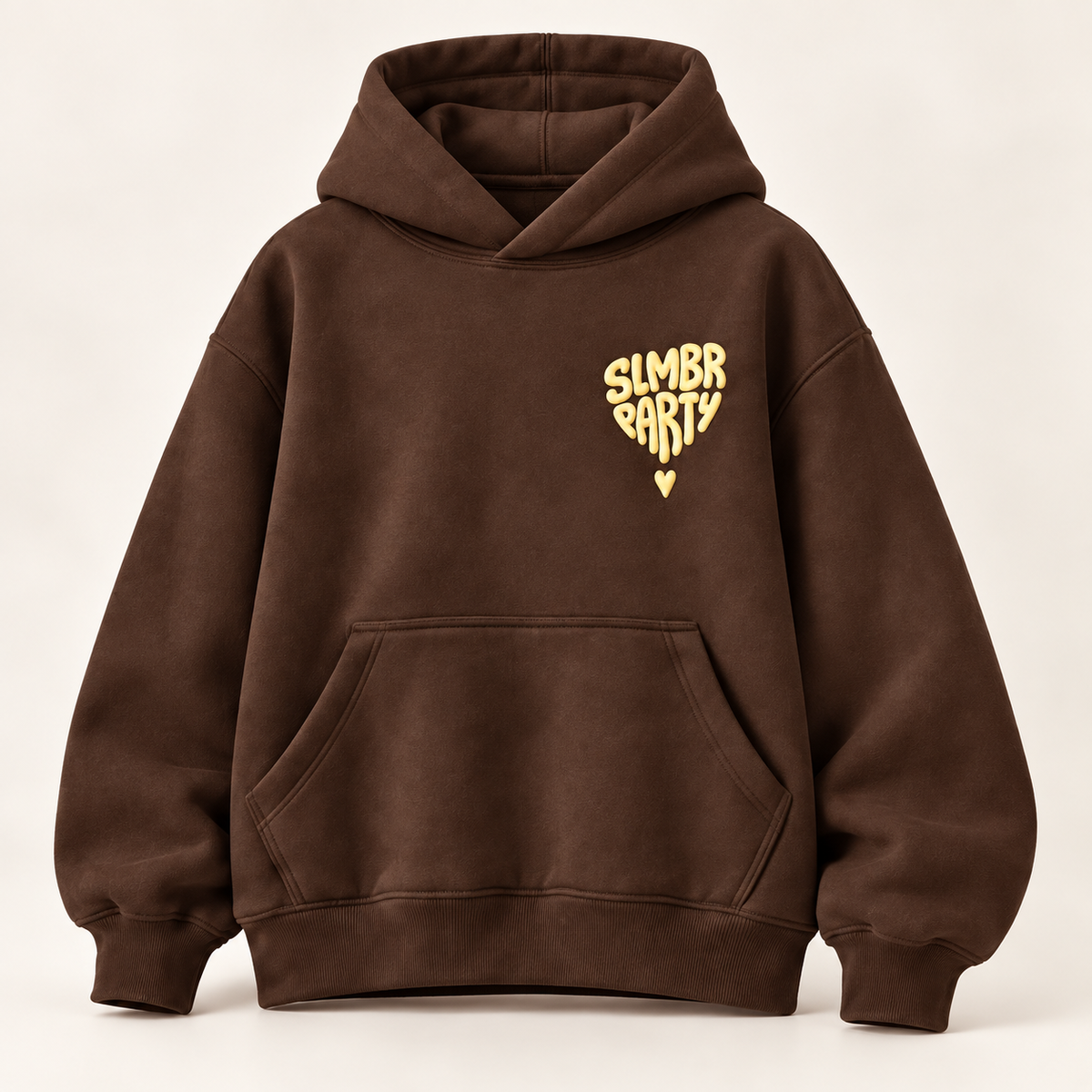 Chocolate Brown Pillow Heart Hoodie — front view