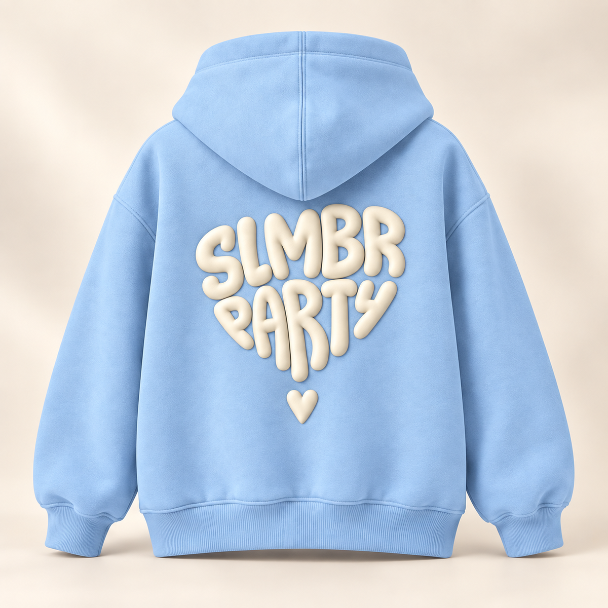 Icy Blue Pillow Heart Hoodie — back view