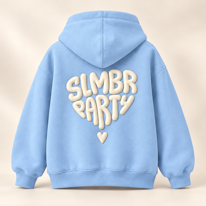 Icy Blue Pillow Heart Hoodie — back view