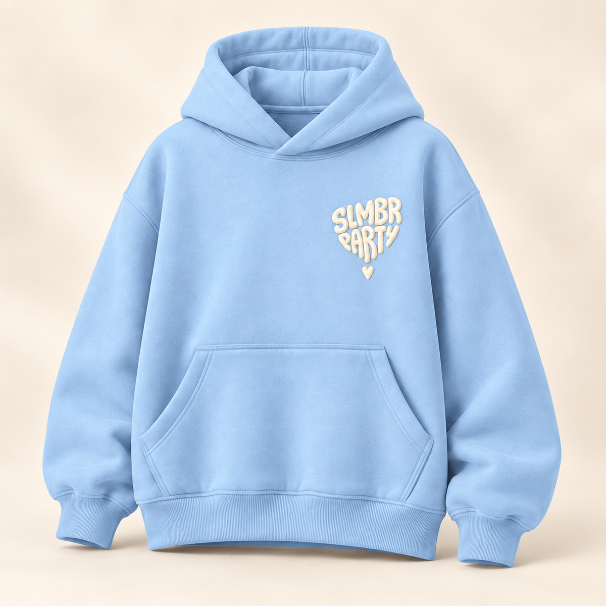 Icy Blue Pillow Heart Hoodie — front view