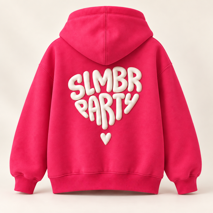 Pink Crush Pillow Heart Hoodie — back view
